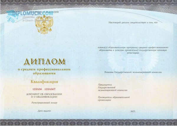 диплом о среднем образовании 2014-2026 года